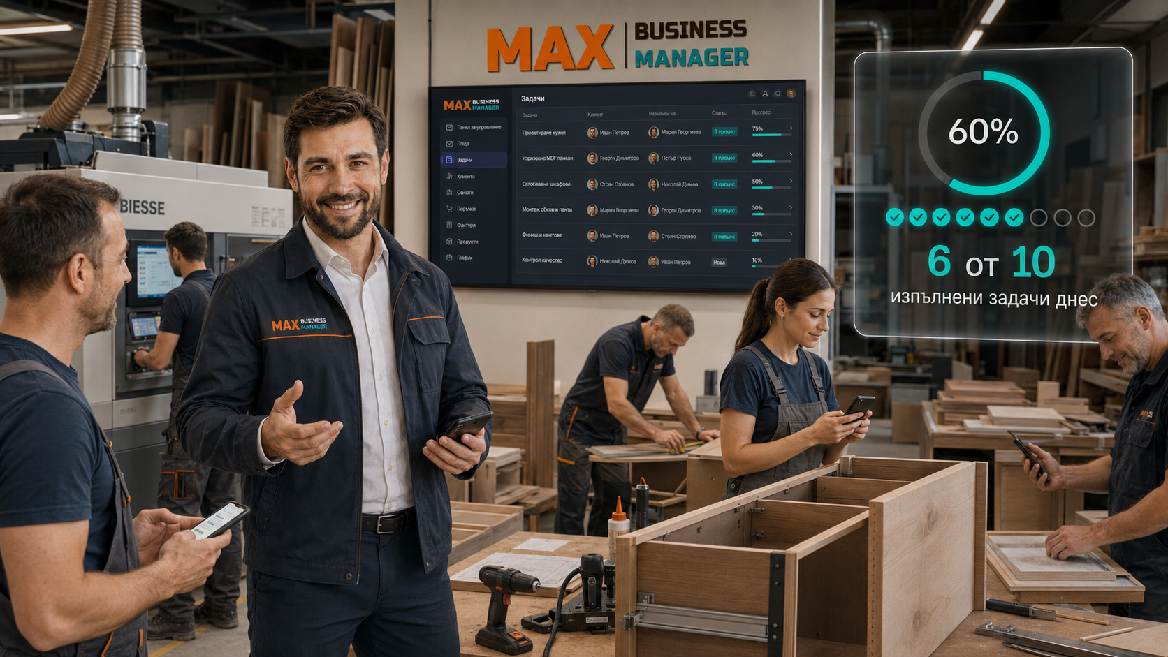 Обучение за работа за обслужване на фирма за производство и монтаж на МЕБЕЛИ с MAX BUSINESS MANAGER